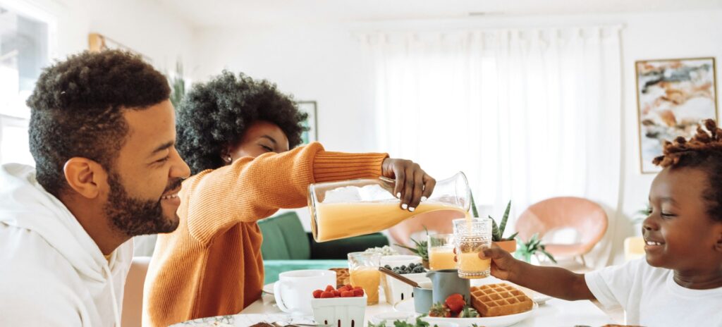 Family having breakfast