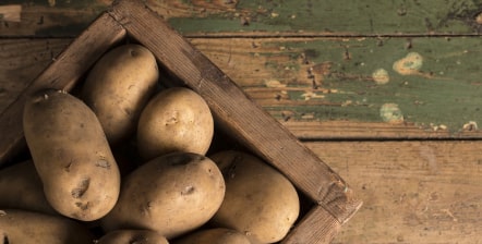 Potatoes in a wooden basket