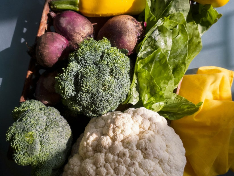 vegetables in a grocery basket