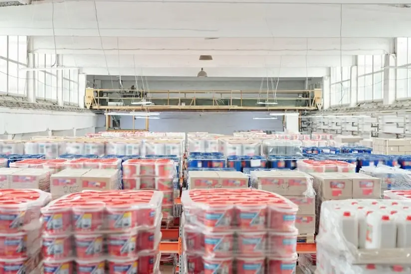 food bank stock, different assorted canned goods, stacked in boxes